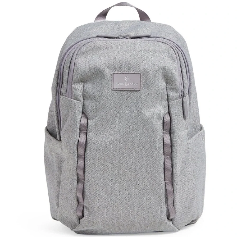 Vera Bradley Vintage Gray Lighten Up Sporty Backpack Floral Lining Women's